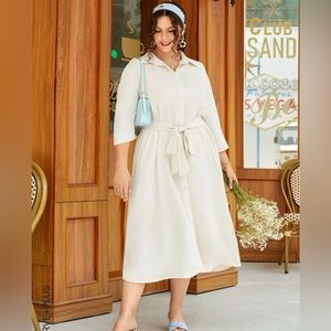 Women’s Beige Button Up Dress